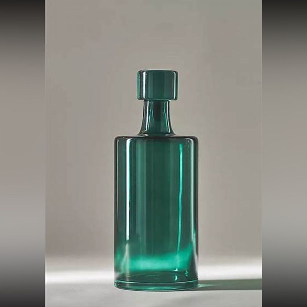 Anthropologie Morgan Decanter Tall Dark Turquoise Pre Owned